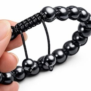 Magnetic Hematite Macrame Bracelet Adjustable Healing Stone Jewelry